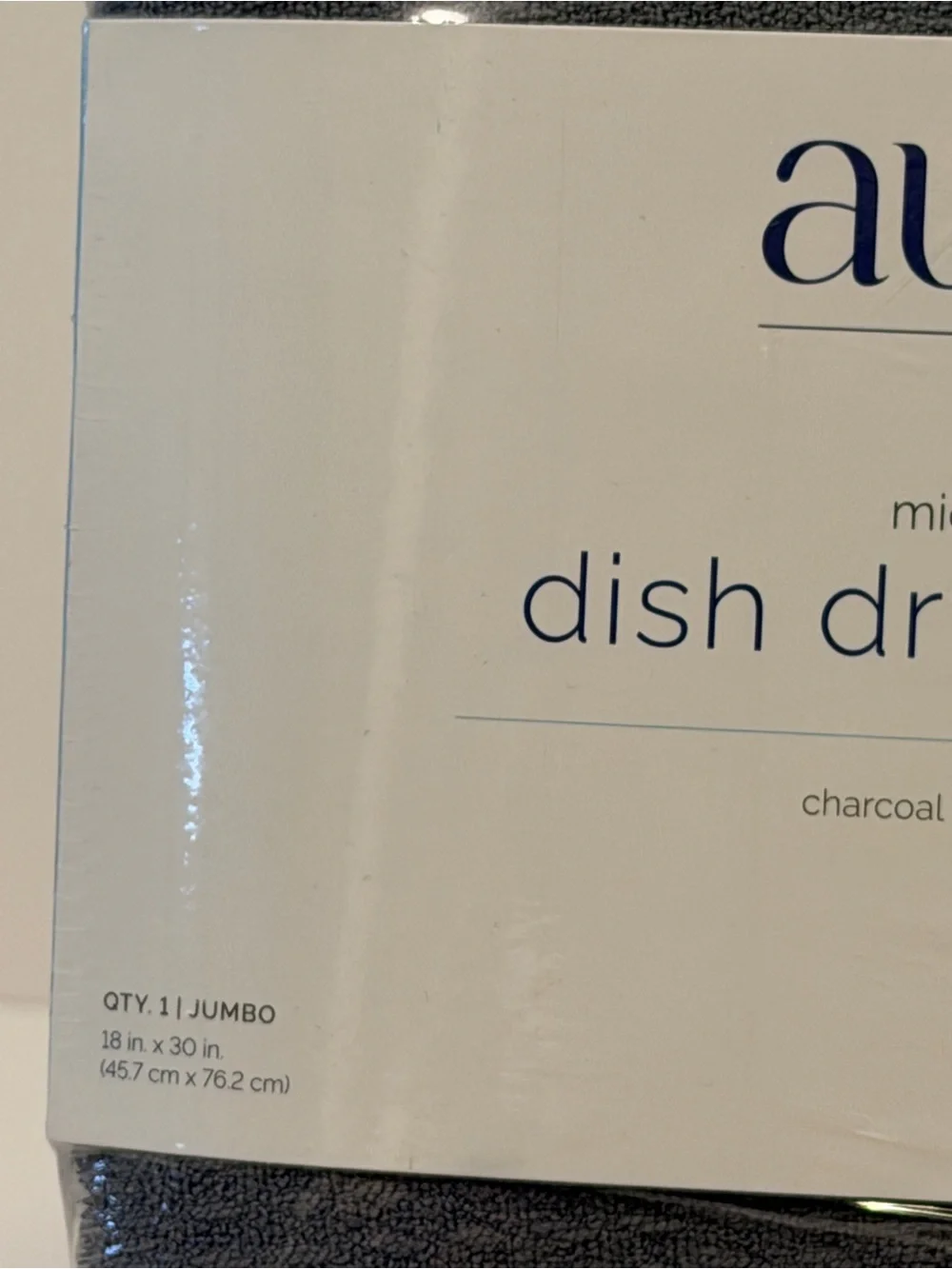 NWT Aura Microfiber Dish Drying Mat - Charcoal Grey Honeycomb 18” x 30”